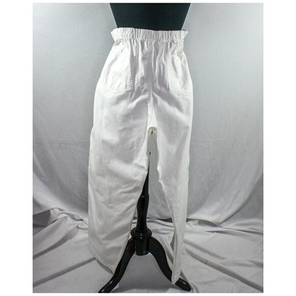 Izod Jeans White Cotton Pants Elastic Drawstring Waist Size XL - Picture 2 of 4